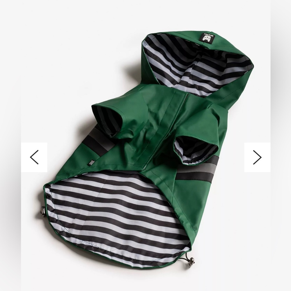 ❤️ NWOT Silver Paw Dog Reflective Raincoat Kids Green Hooded Raincoat - Picture 5 of 16